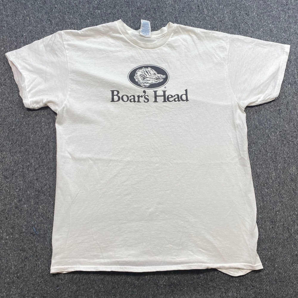 Boars Head Logo TShirt Sz L Mens White Skater Gorpcore Foodie Promo Tee